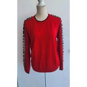 Karl Lagerfeld Paris Women's Long Sleeves Pullover Red Sweater Logo Print Size M